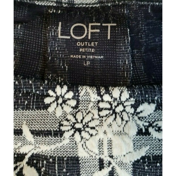 Loft Black and White Tunic Style Top Large Petite (LP) Short Sleeve - Picture 7 of 8